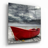 Red Kayak Glass Wall Art.